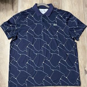 Lacoste Sport print performance polo shirt Blue Size XXL